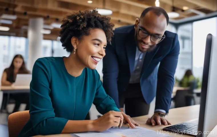 커뮤니티 운영에 필요한 팀 구성 전략 - **Prompt:** "A diverse, dynamic team of community managers collaborating effectively in a modern, br...