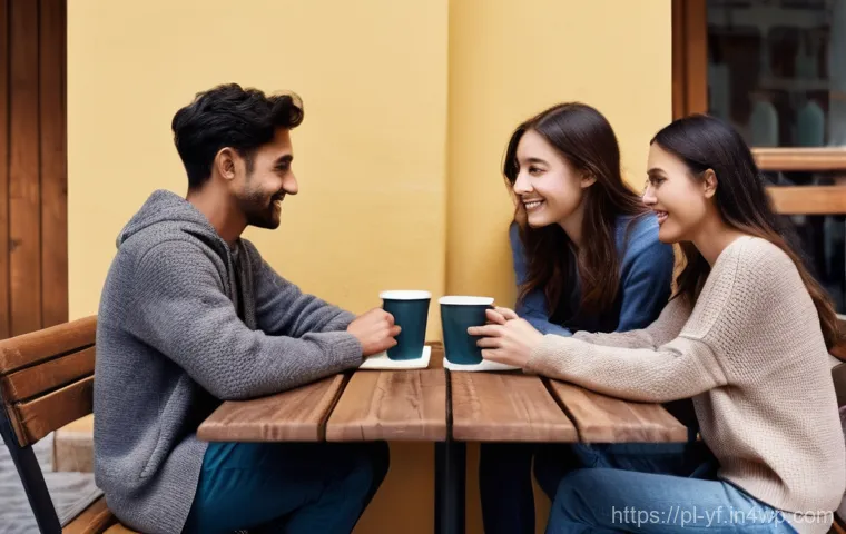 커뮤니티 내의 감정적 지원 체계 구축하기 - **Prompt:** A diverse group of four friends, ranging in age from early 20s to late 30s, are gathered...