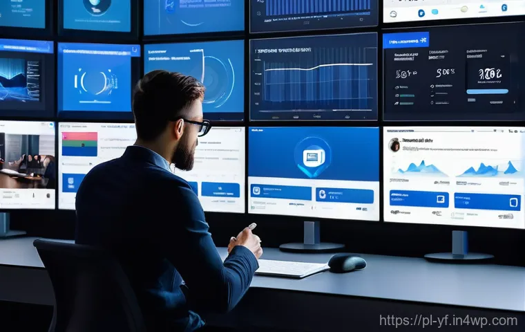 소셜 미디어 분석을 통한 커뮤니티 성장 전략 - A focused and determined young adult, looking like a Polish entrepreneur, sits at a modern, clean de...