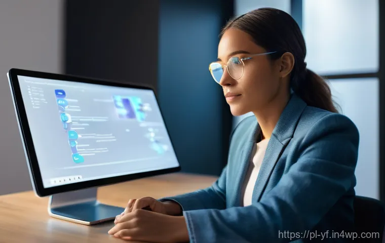 기술 변화를 반영한 커뮤니티 운영 전략 - **Prompt:** A female content creator, dressed in a stylish yet comfortable blazer and jeans, sits at...