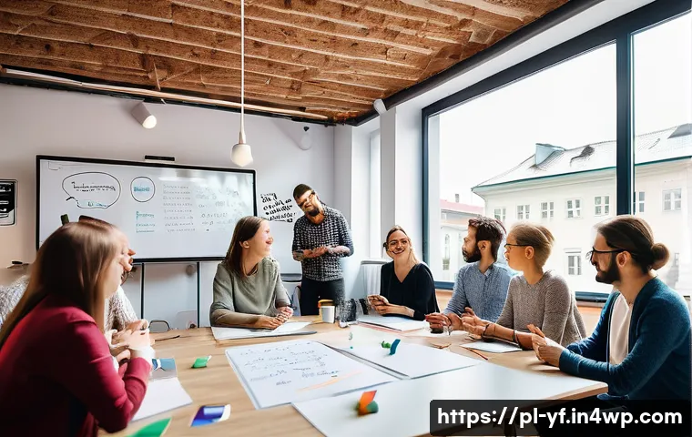 참여를 장려하는 커뮤니티 규칙 제정하기 - A vibrant and diverse community meeting in a modern co-working space in Warsaw, Poland, with people ...